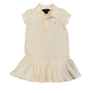 Polo Ralph Lauren Dress White Drop Waist Stretch Mesh Pleated Size 3T